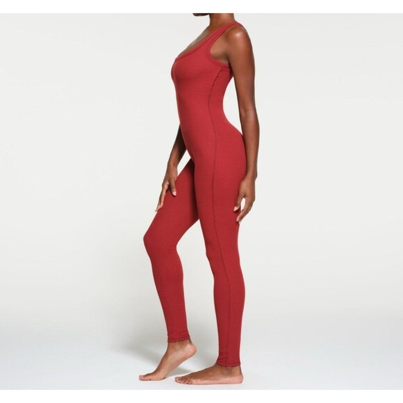 Skims Cotton Ribbed Jumpsuit Brick - Picture 4 of 8